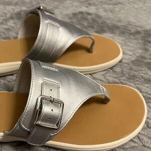 Time and Tru Metallic Slide Sandals